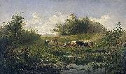 Gerard Bilders Cows at a pond painting